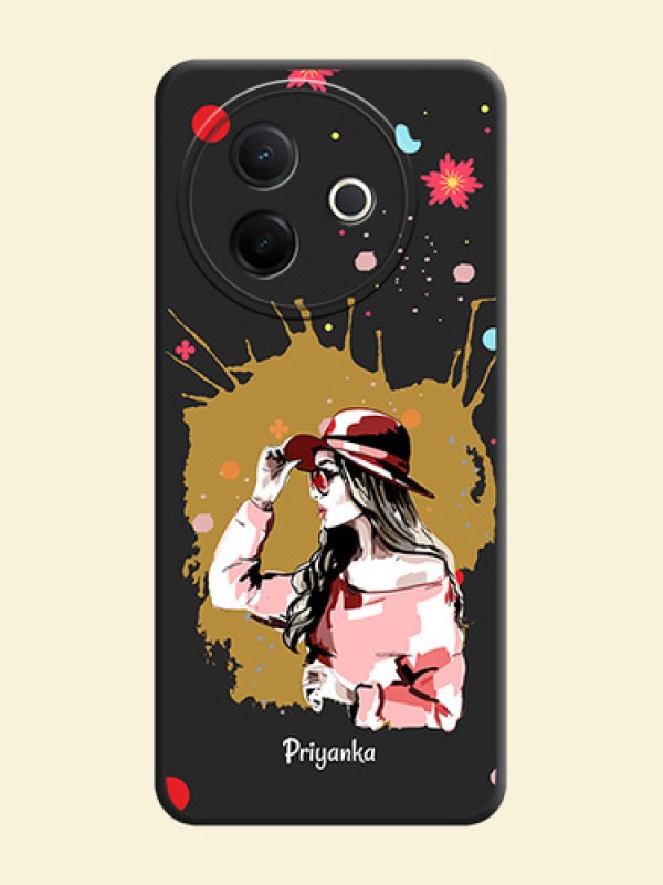 Mordern Lady With Color Splash Background With Custom Text On Space Black Custom Soft Matte Mobile Back Cover - Vivo Y39 5G