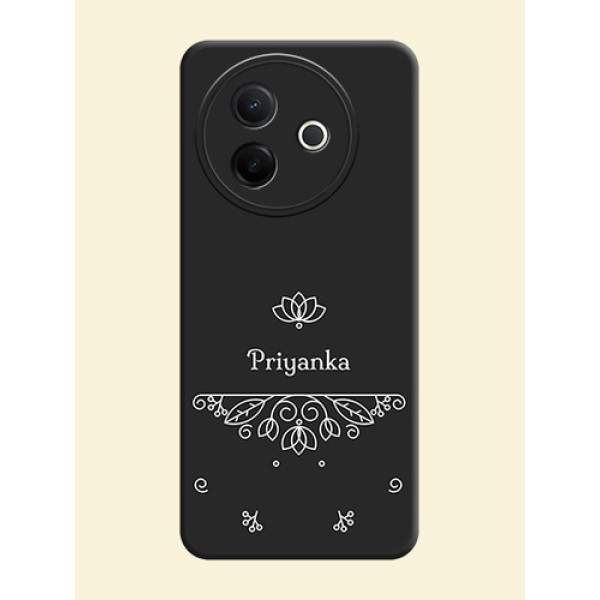 Lotus Garden Custom Text On Space Black Custom Soft Matte Mobile Back Cover - Vivo Y39 5G Lotus Garden Custom Text On Space Black Custom Soft Matte Mobile Back Cover - Vivo Y39 5G