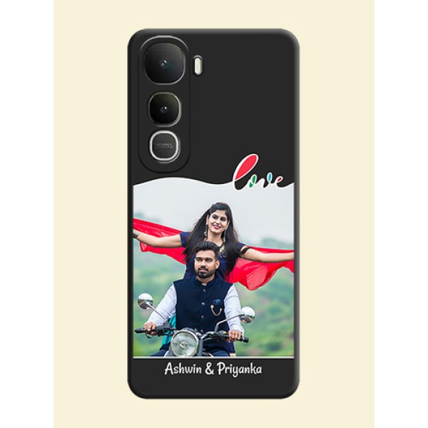 Fall in Love Pattern with Picture on Photo On Space Black Custom Soft Matte Mobile Back Cover - Vivo Y400 5G Fall in Love Pattern with Picture on Photo On Space Black Custom Soft Matte Mobile Back Cover - Vivo Y400 5G