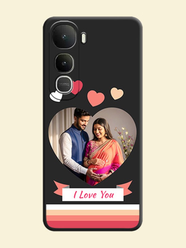 Love Shaped Photo with Colorful Stripes On Space Black Custom Soft Matte Mobile Back Cover - Vivo Y400 5G