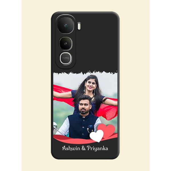 Pin Color Love Shaped Ribbon Design with Text On Space Black Custom Soft Matte Mobile Back Cover - Vivo Y400 5G Pin Color Love Shaped Ribbon Design with Text On Space Black Custom Soft Matte Mobile Back Cover - Vivo Y400 5G