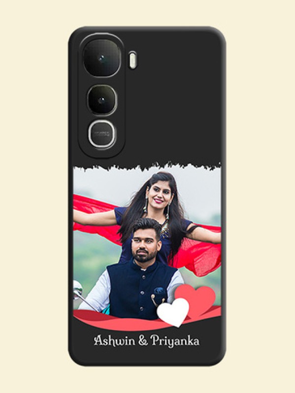 Pin Color Love Shaped Ribbon Design with Text On Space Black Custom Soft Matte Mobile Back Cover - Vivo Y400 5G