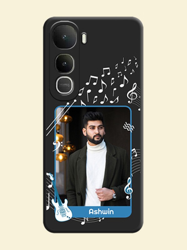 Musical Theme Design with Text on Photo On Space Black Custom Soft Matte Mobile Back Cover - Vivo Y400 5G