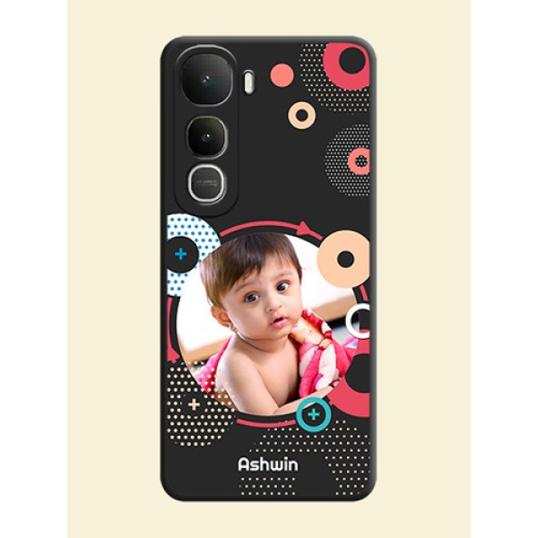 Multicoloured Round Image On Space Black Custom Soft Matte Mobile Back Cover - Vivo Y400 5G