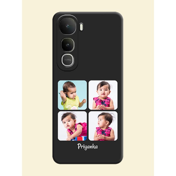 Floral Art with 6 Image Holder on Photo On Space Black Custom Soft Matte Mobile Back Cover - Vivo Y400 5G Floral Art with 6 Image Holder on Photo On Space Black Custom Soft Matte Mobile Back Cover - Vivo Y400 5G