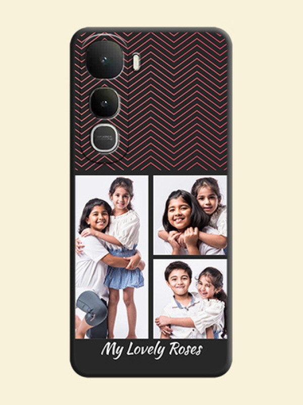 Wave Pattern with 3 Image Holder On Space Black Custom Soft Matte Mobile Back Cover - Vivo Y400 5G