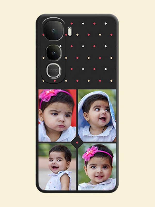 Multicolor Dotted Pattern with 4 Image Holder On Space Black Custom Soft Matte Mobile Back Cover - Vivo Y400 5G