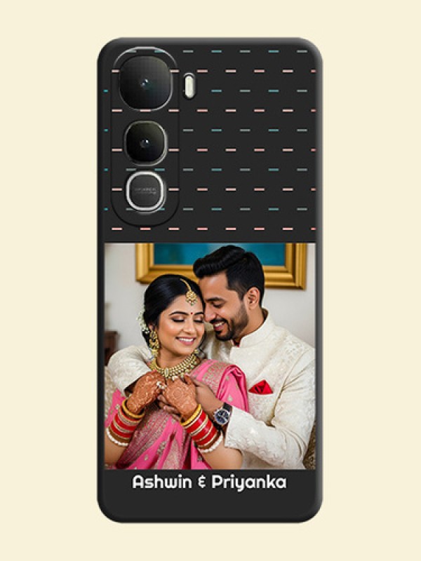 Line Pattern Design with Text On Space Black Custom Soft Matte Mobile Back Cover - Vivo Y400 5G