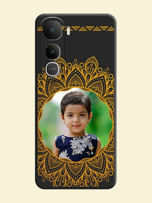 Round Image with Floral Design On Space Black Custom Soft Matte Mobile Back Cover - Vivo Y400 5G