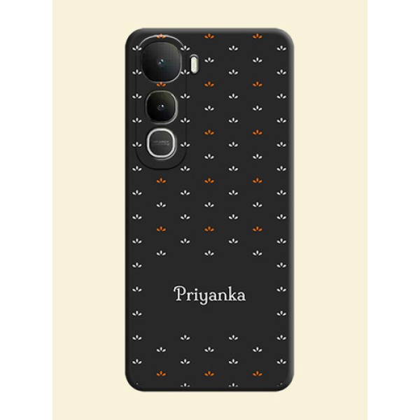 Simple Pattern With Custom Text On Space Black Custom Soft Matte Mobile Back Cover - Vivo Y400 5G Simple Pattern With Custom Text On Space Black Custom Soft Matte Mobile Back Cover - Vivo Y400 5G