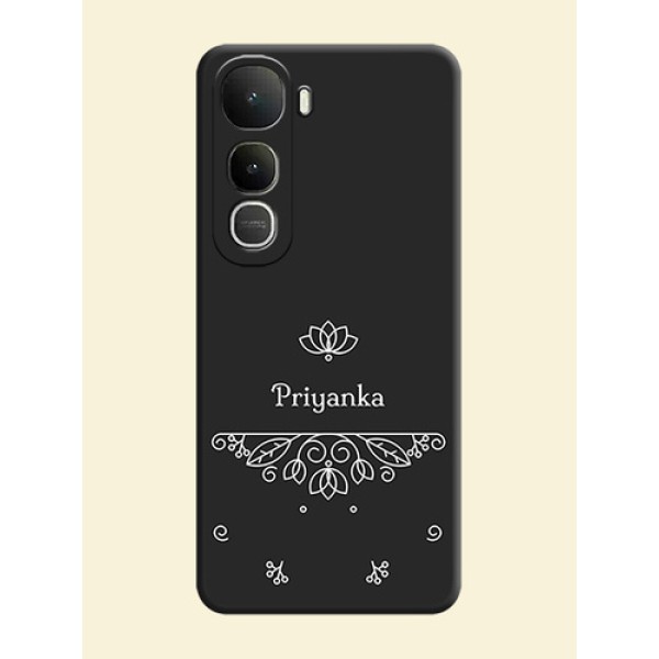Lotus Garden Custom Text On Space Black Custom Soft Matte Mobile Back Cover - Vivo Y400 5G Lotus Garden Custom Text On Space Black Custom Soft Matte Mobile Back Cover - Vivo Y400 5G