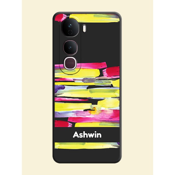 Brush Coloured On Space Black Custom Soft Matte Mobile Back Cover - Vivo Y400 Pro 5G Brush Coloured On Space Black Custom Soft Matte Mobile Back Cover - Vivo Y400 Pro 5G
