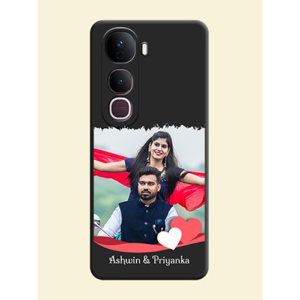 Pin Color Love Shaped Ribbon Design with Text On Space Black Custom Soft Matte Mobile Back Cover - Vivo Y400 Pro 5G Pin Color Love Shaped Ribbon Design with Text On Space Black Custom Soft Matte Mobile Back Cover - Vivo Y400 Pro 5G