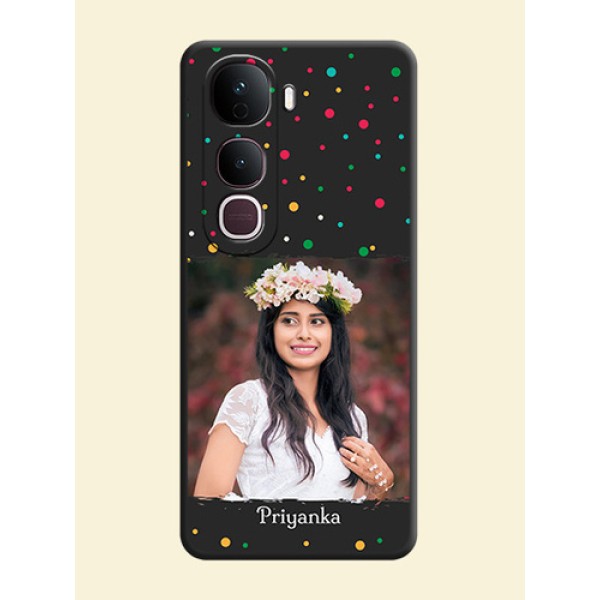 Multicolor Dotted Pattern with Text On Space Black Custom Soft Matte Mobile Back Cover - Vivo Y400 Pro 5G Multicolor Dotted Pattern with Text On Space Black Custom Soft Matte Mobile Back Cover - Vivo Y400 Pro 5G