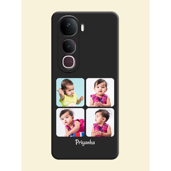 Floral Art with 6 Image Holder on Photo On Space Black Custom Soft Matte Mobile Back Cover - Vivo Y400 Pro 5G Floral Art with 6 Image Holder on Photo On Space Black Custom Soft Matte Mobile Back Cover - Vivo Y400 Pro 5G