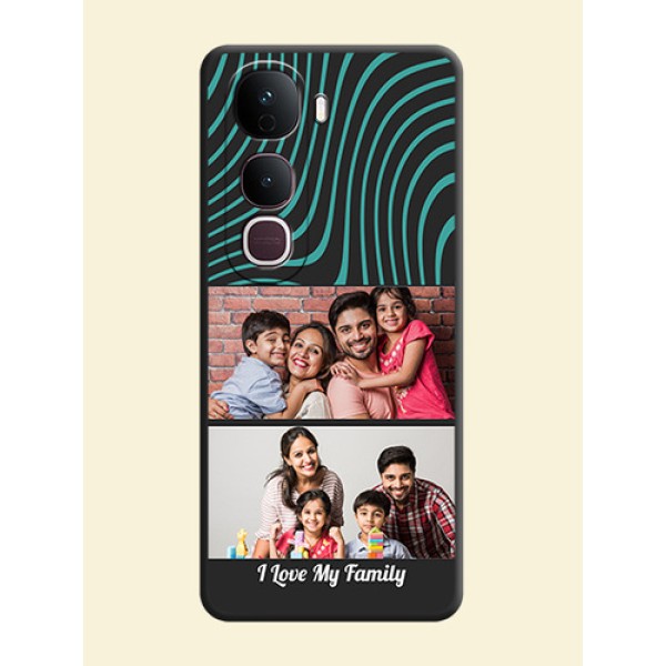 Wave Pattern with 2 Image Holder On Space Black Custom Soft Matte Mobile Back Cover - Vivo Y400 Pro 5G Wave Pattern with 2 Image Holder On Space Black Custom Soft Matte Mobile Back Cover - Vivo Y400 Pro 5G