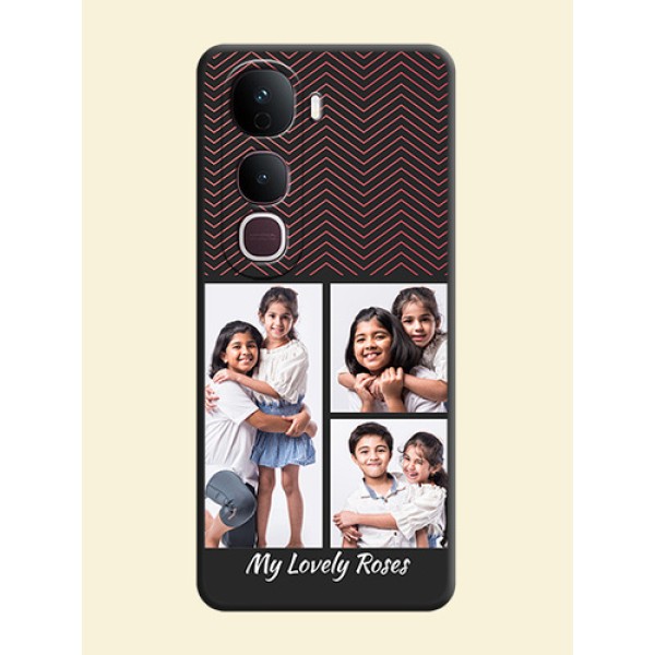 Wave Pattern with 3 Image Holder On Space Black Custom Soft Matte Mobile Back Cover - Vivo Y400 Pro 5G Wave Pattern with 3 Image Holder On Space Black Custom Soft Matte Mobile Back Cover - Vivo Y400 Pro 5G