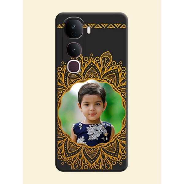 Round Image with Floral Design On Space Black Custom Soft Matte Mobile Back Cover - Vivo Y400 Pro 5G Round Image with Floral Design On Space Black Custom Soft Matte Mobile Back Cover - Vivo Y400 Pro 5G