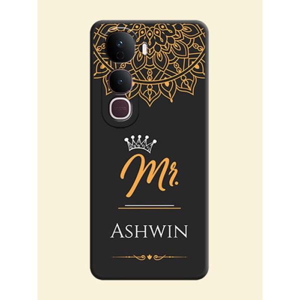 Mr Name with Floral Design On Space Black Custom Soft Matte Mobile Back Cover - Vivo Y400 Pro 5G Mr Name with Floral Design On Space Black Custom Soft Matte Mobile Back Cover - Vivo Y400 Pro 5G