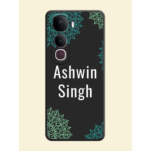Your Name with Floral Design On Space Black Custom Soft Matte Mobile Back Cover - Vivo Y400 Pro 5G Your Name with Floral Design On Space Black Custom Soft Matte Mobile Back Cover - Vivo Y400 Pro 5G