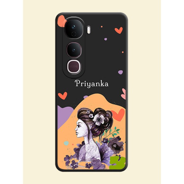 Namecase For Her With Fancy Lady Image On Space Black Custom Soft Matte Mobile Back Cover - Vivo Y400 Pro 5G Namecase For Her With Fancy Lady Image On Space Black Custom Soft Matte Mobile Back Cover - Vivo Y400 Pro 5G