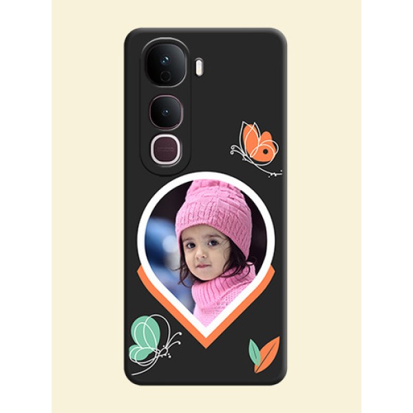Upload Pic With Simple Butterly Design On Space Black Custom Soft Matte Mobile Back Cover - Vivo Y400 Pro 5G Upload Pic With Simple Butterly Design On Space Black Custom Soft Matte Mobile Back Cover - Vivo Y400 Pro 5G