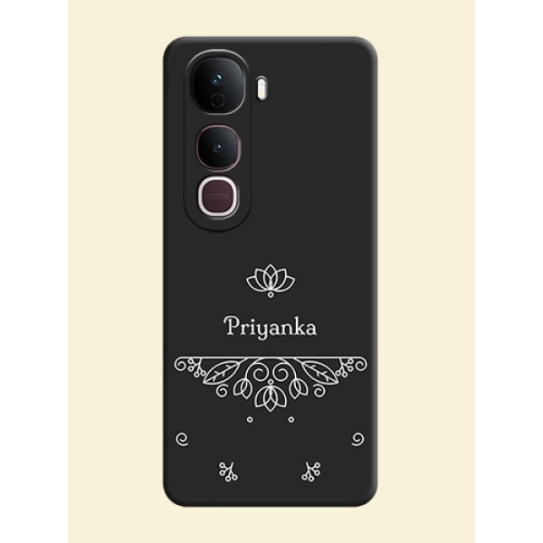Lotus Garden Custom Text On Space Black Custom Soft Matte Mobile Back Cover - Vivo Y400 Pro 5G Lotus Garden Custom Text On Space Black Custom Soft Matte Mobile Back Cover - Vivo Y400 Pro 5G