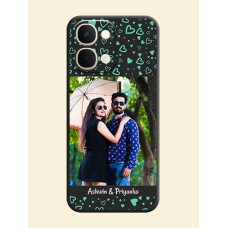 Sea Green Indefinite Love Pattern on Photo On Space Black Custom Soft Matte Mobile Back Cover - Vivo Y51 Pro 5G