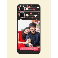 Love Pattern with Name on Pink Ribbon on Photo On Space Black Custom Soft Matte Mobile Back Cover - Vivo Y51 Pro 5G