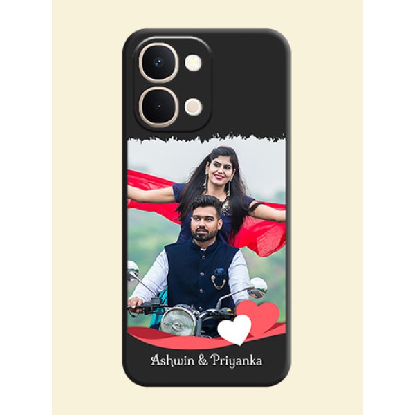 Pin Color Love Shaped Ribbon Design with Text On Space Black Custom Soft Matte Mobile Back Cover - Vivo Y51 Pro 5G Pin Color Love Shaped Ribbon Design with Text On Space Black Custom Soft Matte Mobile Back Cover - Vivo Y51 Pro 5G