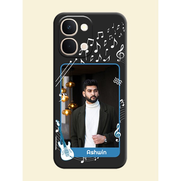 Musical Theme Design with Text on Photo On Space Black Custom Soft Matte Mobile Back Cover - Vivo Y51 Pro 5G