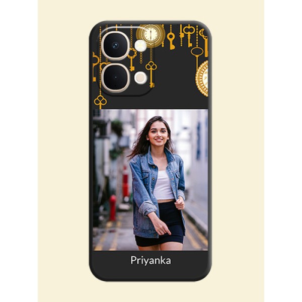 Decorative Design with Text On Space Black Custom Soft Matte Mobile Back Cover - Vivo Y51 Pro 5G Decorative Design with Text On Space Black Custom Soft Matte Mobile Back Cover - Vivo Y51 Pro 5G