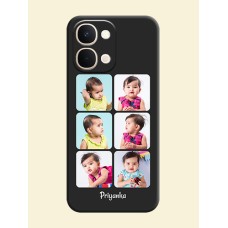 Floral Art with 6 Image Holder on Photo On Space Black Custom Soft Matte Mobile Back Cover - Vivo Y51 Pro 5G