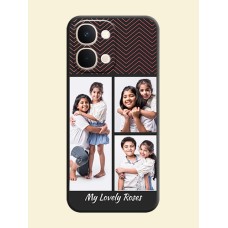 Wave Pattern with 3 Image Holder On Space Black Custom Soft Matte Mobile Back Cover - Vivo Y51 Pro 5G