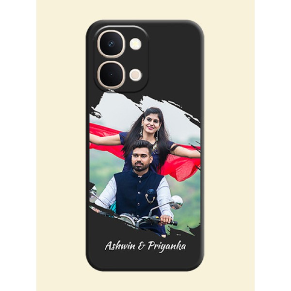 Grunge Brush Strokes on Photo On Space Black Custom Soft Matte Mobile Back Cover - Vivo Y51 Pro 5G Grunge Brush Strokes on Photo On Space Black Custom Soft Matte Mobile Back Cover - Vivo Y51 Pro 5G