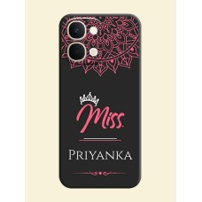Mrs Name with Floral Design On Space Black Custom Soft Matte Mobile Back Cover - Vivo Y51 Pro 5G