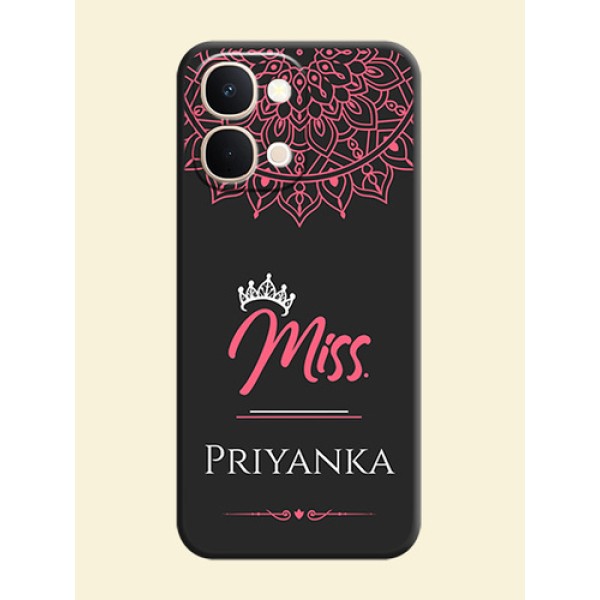 Mrs Name with Floral Design On Space Black Custom Soft Matte Mobile Back Cover - Vivo Y51 Pro 5G Mrs Name with Floral Design On Space Black Custom Soft Matte Mobile Back Cover - Vivo Y51 Pro 5G