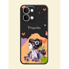 Namecase For Her With Fancy Lady Image On Space Black Custom Soft Matte Mobile Back Cover - Vivo Y51 Pro 5G