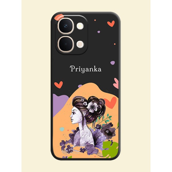 Namecase For Her With Fancy Lady Image On Space Black Custom Soft Matte Mobile Back Cover - Vivo Y51 Pro 5G Namecase For Her With Fancy Lady Image On Space Black Custom Soft Matte Mobile Back Cover - Vivo Y51 Pro 5G