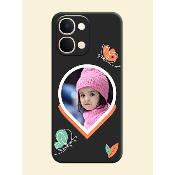 Upload Pic With Simple Butterly Design On Space Black Custom Soft Matte Mobile Back Cover - Vivo Y51 Pro 5G Upload Pic With Simple Butterly Design On Space Black Custom Soft Matte Mobile Back Cover - Vivo Y51 Pro 5G
