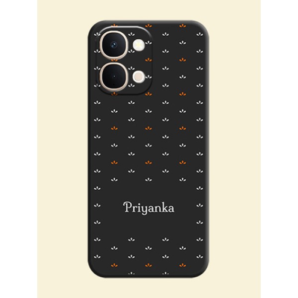 Simple Pattern With Custom Text On Space Black Custom Soft Matte Mobile Back Cover - Vivo Y51 Pro 5G Simple Pattern With Custom Text On Space Black Custom Soft Matte Mobile Back Cover - Vivo Y51 Pro 5G