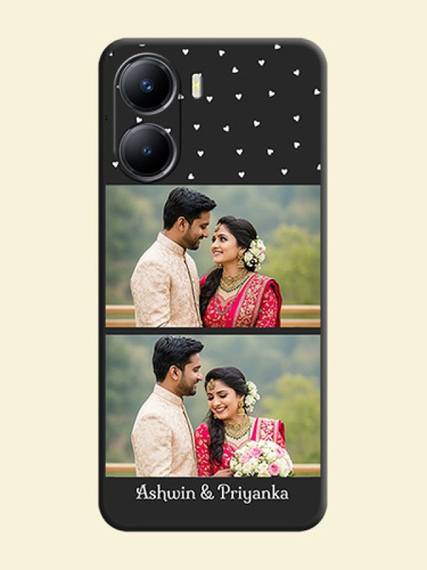 Miniature Love Symbols with Name on Space Black Custom Soft Matte Back Cover - Vivo Y56 5G