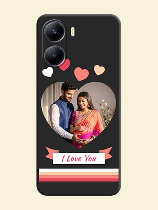 Love Shaped Photo with Colorful Stripes on Personalised Space Black Soft Matte Cases - Vivo Y56 5G