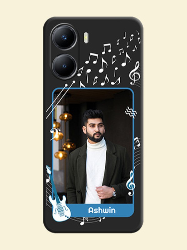 Musical Theme Design with Text on Photo on Space Black Soft Matte Mobile Case - Vivo Y56 5G