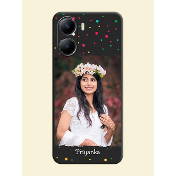 Multicolor Dotted Pattern with Text on Space Black Custom Soft Matte Phone Back Cover - Vivo Y56 5G Multicolor Dotted Pattern with Text on Space Black Custom Soft Matte Phone Back Cover - Vivo Y56 5G