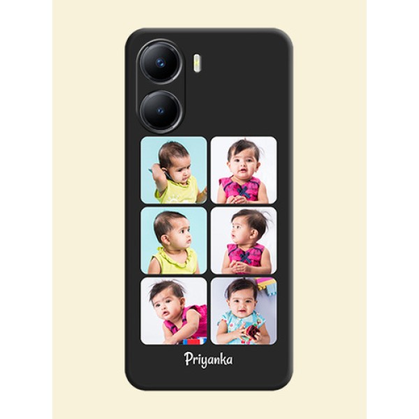 Floral Art with 6 Image Holder on Photo on Space Black Soft Matte Mobile Case - Vivo Y56 5G Floral Art with 6 Image Holder on Photo on Space Black Soft Matte Mobile Case - Vivo Y56 5G