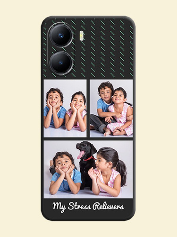 Cross Dotted Pattern with 2 Image Holder  on Personalised Space Black Soft Matte Cases - Vivo Y56 5G