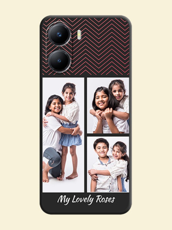 Wave Pattern with 3 Image Holder on Space Black Custom Soft Matte Back Cover - Vivo Y56 5G