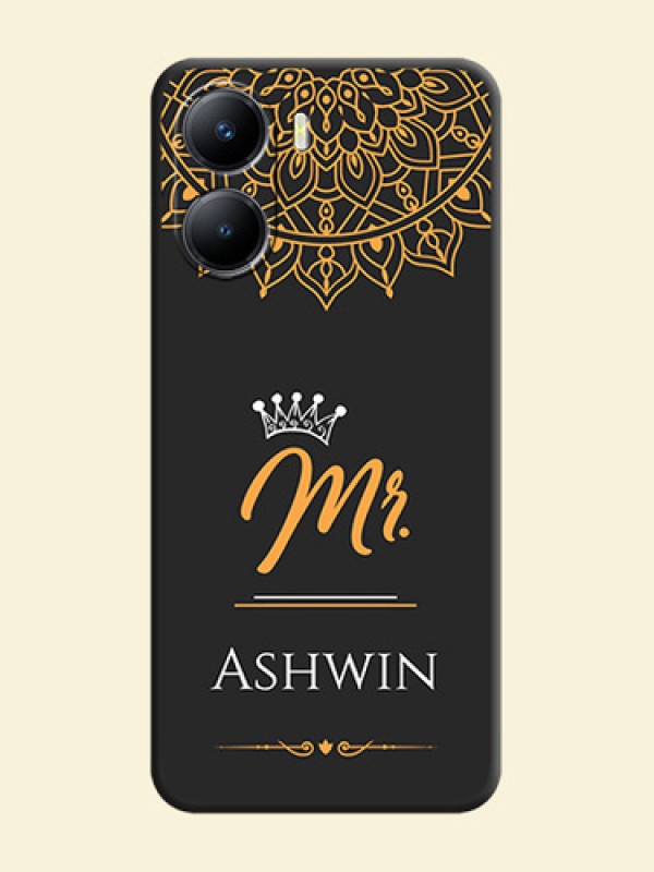 Mr Name with Floral Design  on Personalised Space Black Soft Matte Cases - Vivo Y56 5G