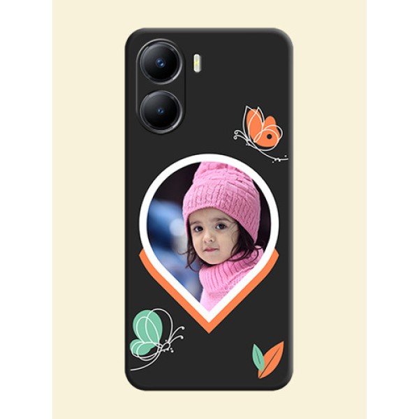 Upload Pic With Simple Butterly Design On Space Black Personalized Soft Matte Phone Covers -Vivo Y56 5G Upload Pic With Simple Butterly Design On Space Black Personalized Soft Matte Phone Covers -Vivo Y56 5G